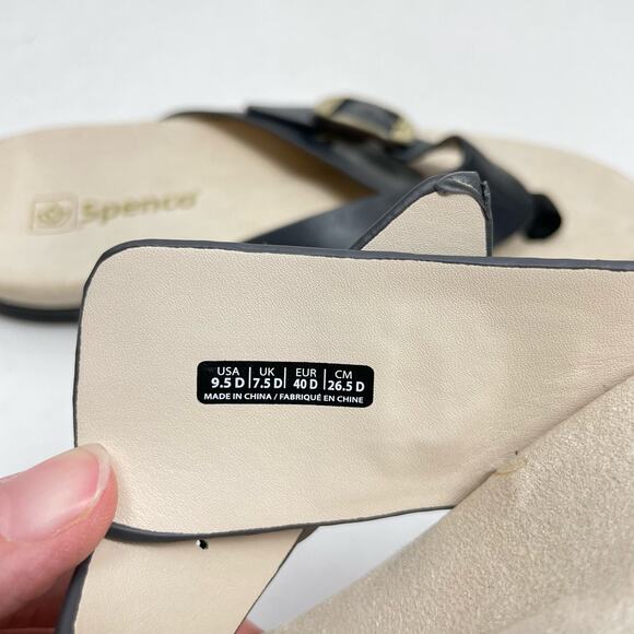 Spenco | 9.5D NWOB Sierra Black Leather Orthotic Comfort Thong Flip Flop Sandals - Picture 8 of 9
